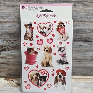 American Greetings Sticky-Doo-Da Stickers Kittens Puppies Hearts 4 Sheets 124ct